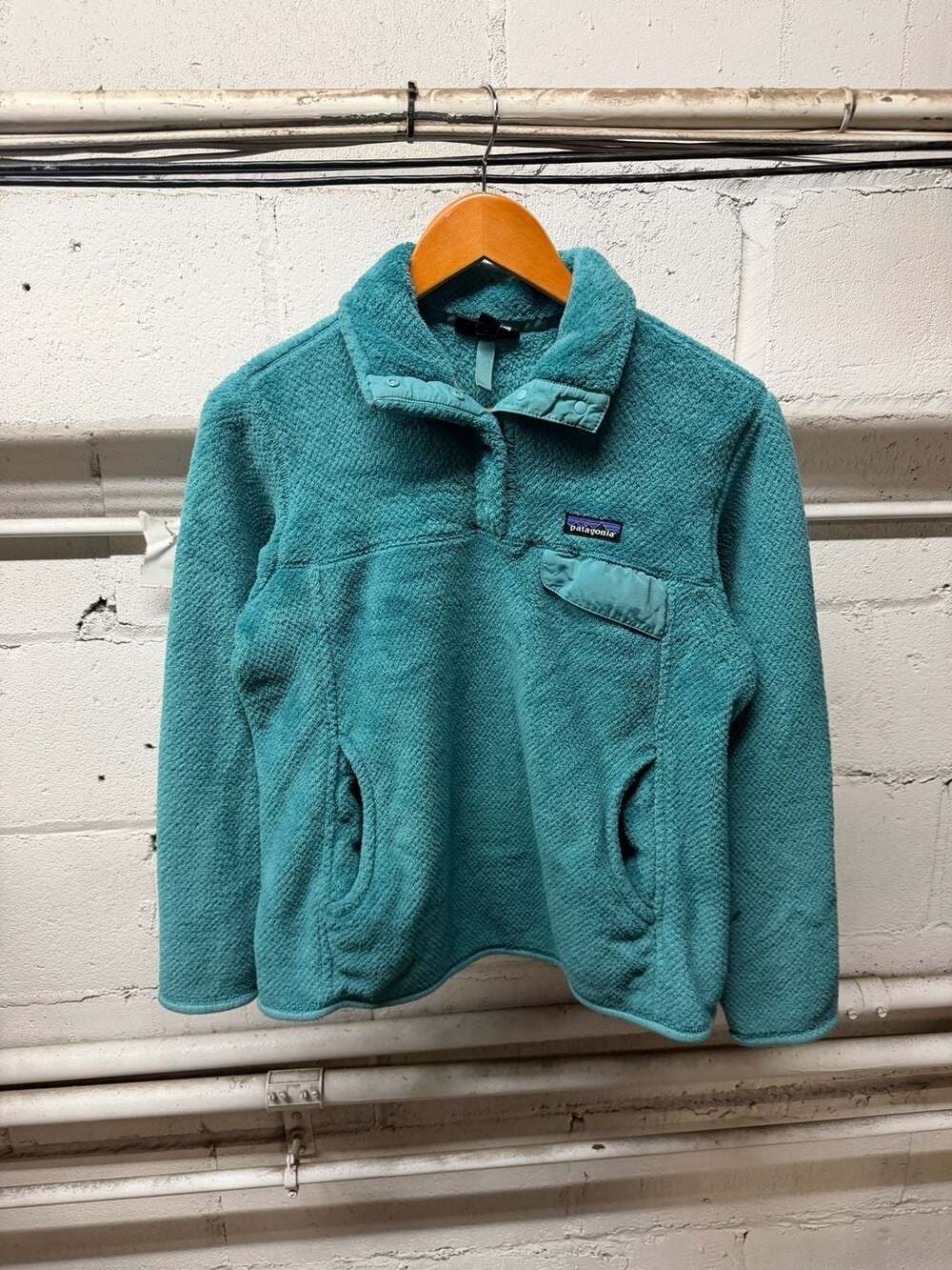 Patagonia Re-Tool Snap-T Pullover Size M Teal Fleece